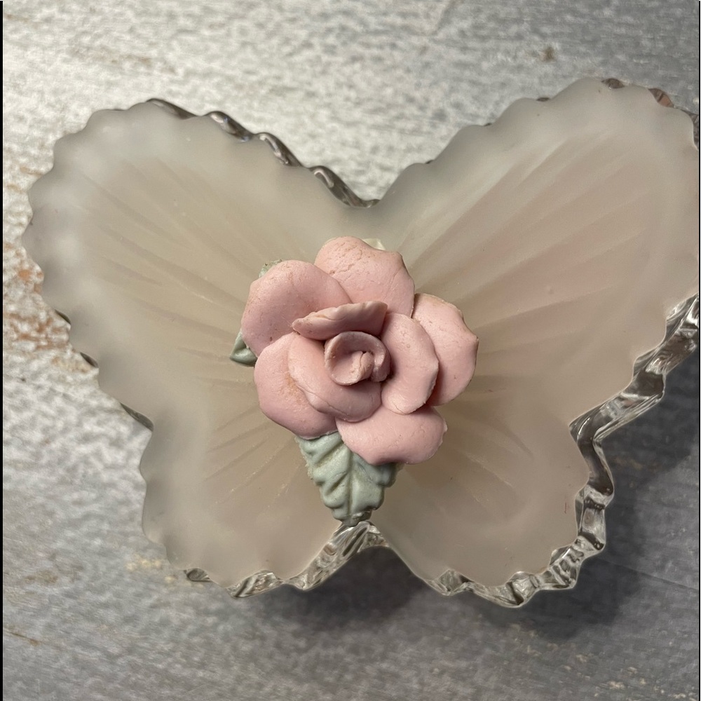 Vintage Butterfly Trinket Box Candle Holder